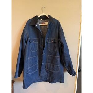 Vintage Big Mac Denim Chore Work Coat Size 52 Union Made Blanket Lined